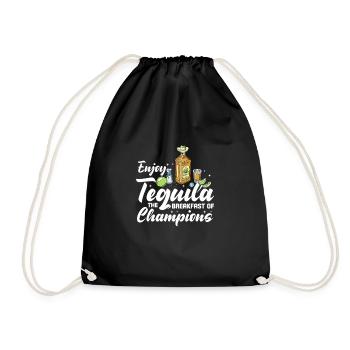 Tequila Sunrise Saufen Party Mexiko Geschenk - Turnbeutel - Schwarz - Vorne