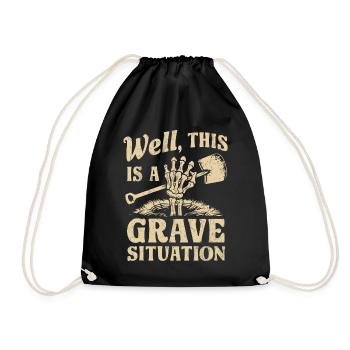 Skeleton Cemetery Pun Funny Saying - Drawstring Bag - black - Front