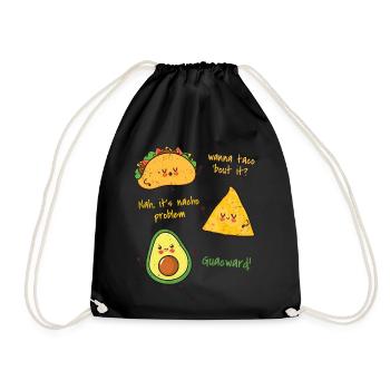 Avocado Guacamole Vegan Gift - Drawstring Bag - black - Front