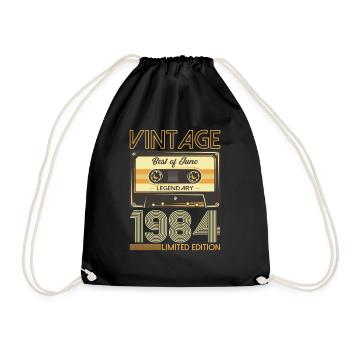 Best of Juni 1984 Jahrgang 1984 40. Geburtstag 84 - Turnbeutel - Schwarz - Vorne