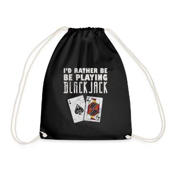 Blackjack Blackjack Card Game Casino Gift - Drawstring Bag - black - Front