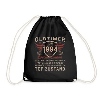 Oldtimer Juni 1994 Jahrgang 1994 30. Geburtstag 94 - Turnbeutel - Schwarz - Vorne