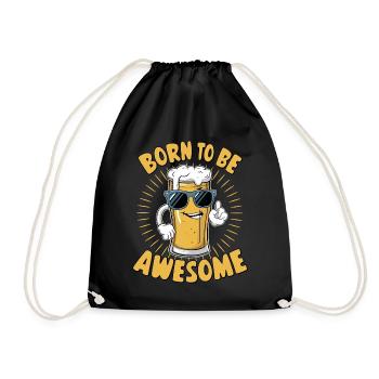 Beer Saying Born to be Awesome - Drawstring Bag - black - Front