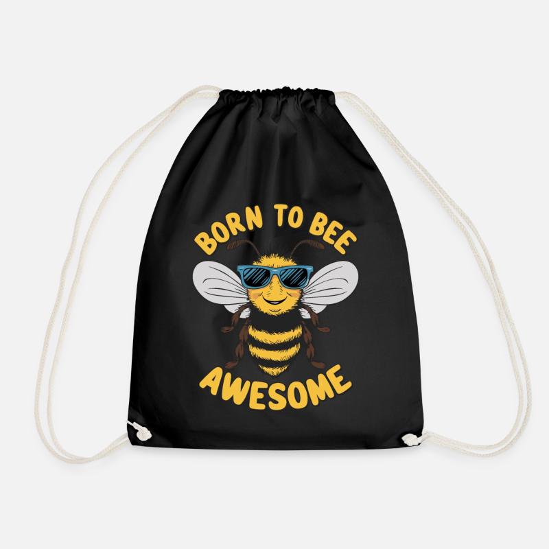 Lustige Biene Spruch Born to Bee Awesome - Turnbeutel - Schwarz