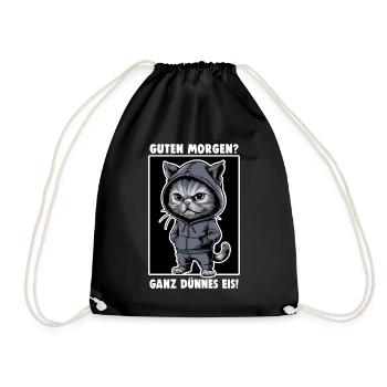 Annoyed Cat Funny Cat Design Saying - Drawstring Bag - black - Front