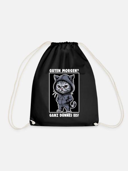 Genervte Katze Lustiges Katzen-Design Spruch - Turnbeutel - Schwarz