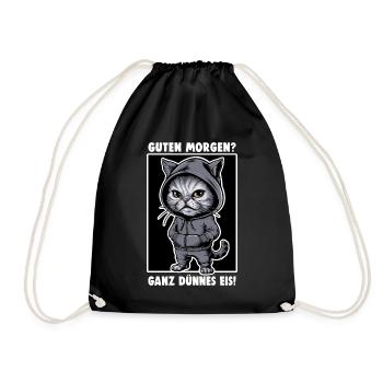 Annoyed Cat Funny Cat Design Saying - Drawstring Bag - black - Front