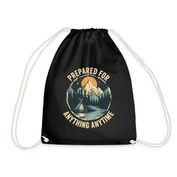 Bushcrafting Outdoor Prepared For Anything Anytime - Drawstring Bag - black - Front
