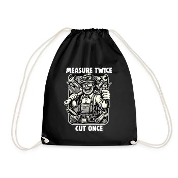Handyman Papa Mesure Twice DIYer - Drawstring Bag - black - Front