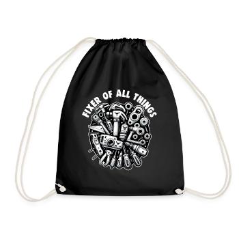 Handyman Papa Fixer Of All Things DIY - Drawstring Bag - black - Front