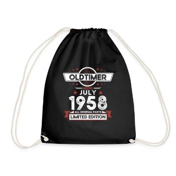 66. Geburtstag Oldtimer Juli 1958 Jahrgang 1958 - Turnbeutel - Schwarz - Vorne