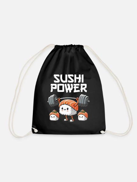 Sushi Food Japan Nigiri Gift - Drawstring Bag - black