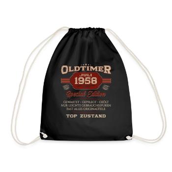 66. Geburtstag Oldtimer Juli 1958 Jahrgang 1958 - Turnbeutel - Schwarz - Vorne
