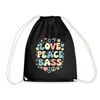 Bass Love Musician Retro - Drawstring Bag - black - Front
