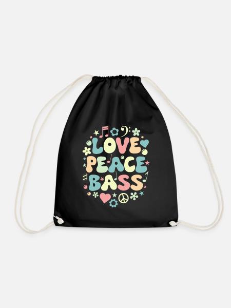 Bass Love Musiker Retro - Turnbeutel - Schwarz