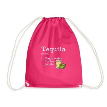 Tequila Sunrise Booze Party Mexico Gift - Drawstring Bag - fuchsia - Front