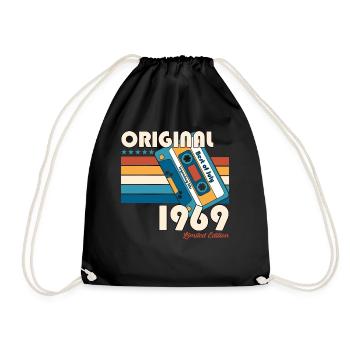 55. Geburtstag Kassette Juli 1969 Jahrgang 1969 - Turnbeutel - Schwarz - Vorne