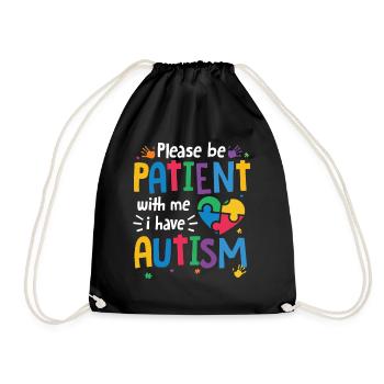 Autismus Awareness Day Autist Geschenk - Turnbeutel - Schwarz - Vorne