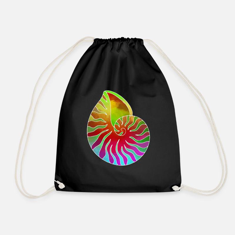 Shell purple green red - Drawstring Bag - black