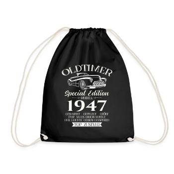 Oldtimer 1947 Jahrgang 1947 77. Geburtstag 1947 - Turnbeutel - Schwarz - Vorne