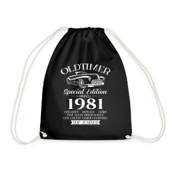 Oldtimer 1981 Jahrgang 1981 43. Geburtstag 1981 - Turnbeutel - Schwarz - Vorne
