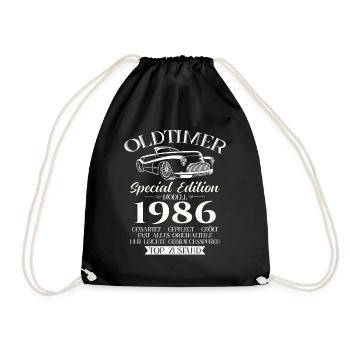 Oldtimer 1986 Jahrgang 1986 38. Geburtstag 1986 - Turnbeutel - Schwarz - Vorne