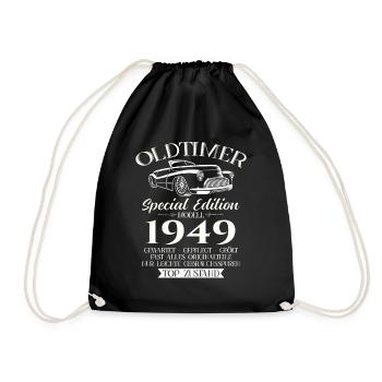 75. Geburtstag Oldtimer 1949 Jahrgang 1949 - Turnbeutel - Schwarz - Vorne