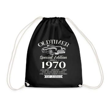 Oldtimer 1970 Jahrgang 1970 55. Geburtstag 1970 - Turnbeutel - Schwarz - Vorne