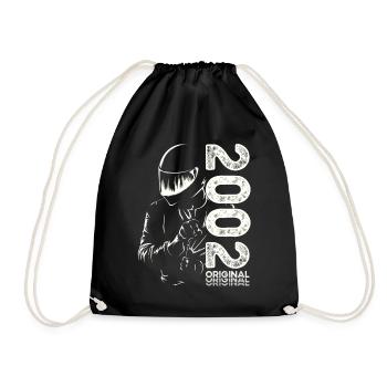 22nd Birthday Vintage 2002 Motorcyclist Biker - Drawstring Bag - black - Front