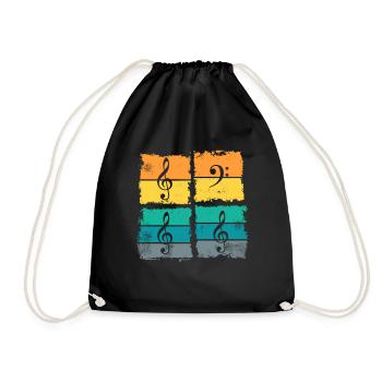 Bass Bass Key Musician Bassist Retro Vintage - Drawstring Bag - black - Front
