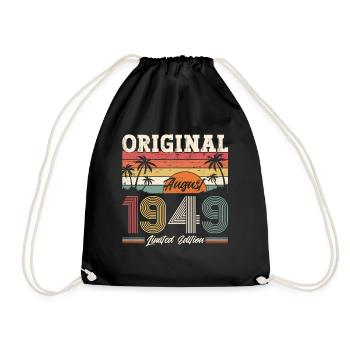 75th Birthday Original August 1949 Born 1949 - Drawstring Bag - black - Front