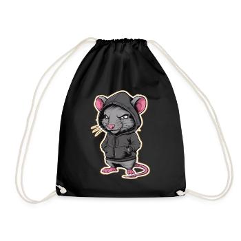 Cool Rat in a Stylish Hoodie - Funny Animals - Drawstring Bag - black - Front