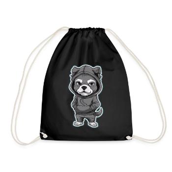 Cool dog in stylish hoodie - Drawstring Bag - black - Front