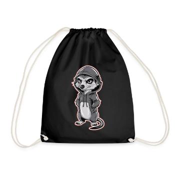 Cool meerkat in stylish hoodie - Drawstring Bag - black - Front