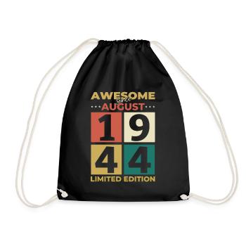 80th Birthday Original August 1944 Born 1944 - Drawstring Bag - black - Front