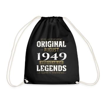 75th Birthday Original August 1949 Born 1949 - Drawstring Bag - black - Front