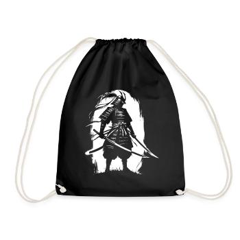 Samurai Ronin Sword Fighting Warrior Gift - Drawstring Bag - black - Front