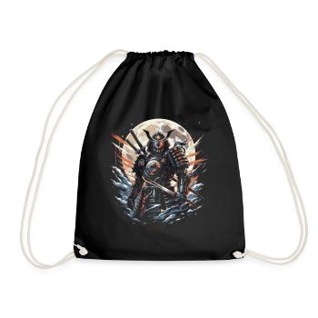 Samurai Ronin Sword Fighting Warrior Gift - Drawstring Bag - black - Front
