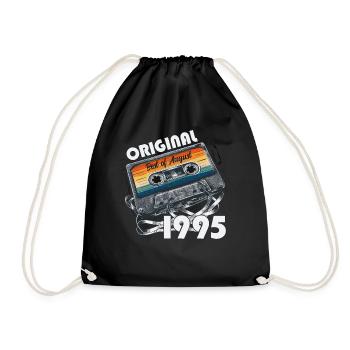 30th Birthday Cassette August 1995 Vintage 1995 - Drawstring Bag - black - Front