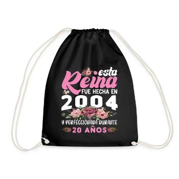 20 Years Birthday Gift Woman Made In 2004 - Drawstring Bag - black - Front