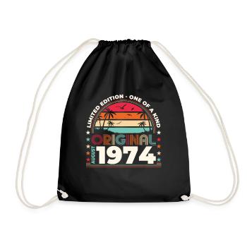 50th Birthday Original August 1974 Year 1974 - Drawstring Bag - black - Front