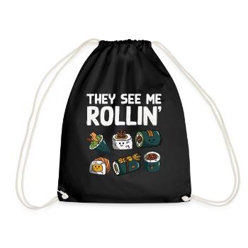 Sushi Food Japan Nigiri Gift - Drawstring Bag - black - Front