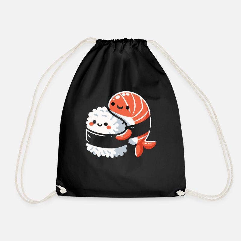 Sushi Food Japan Nigiri Gift - Drawstring Bag - black