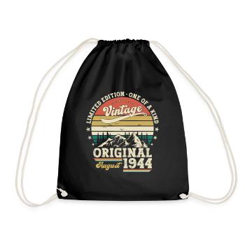 80th Birthday Original August 1944 Born 1944 - Drawstring Bag - black - Front