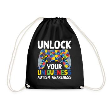 Journée de sensibilisation à l’autisme Cadeau autiste - Sac de sport léger - noir - Devant