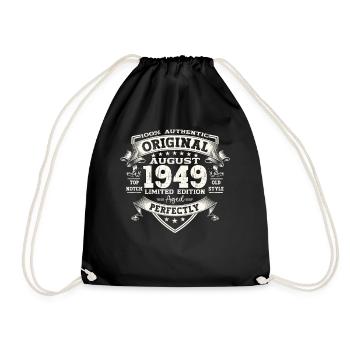75th Birthday Original August 1949 Born 1949 - Drawstring Bag - black - Front