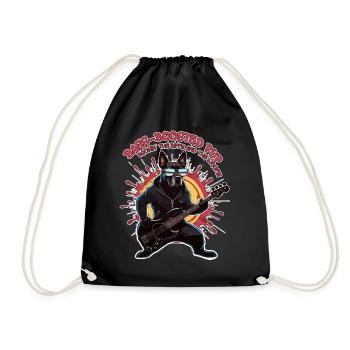 Bass-Boosted Pup Rockin' the Riffs and the Woofs! - Drawstring Bag - black - Front