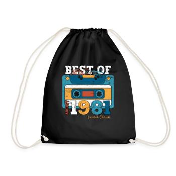 43rd Birthday Original August 1981 Born 1981 - Drawstring Bag - black - Front