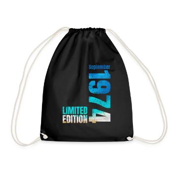 50th birthday September 1974 Born 1974 - Drawstring Bag - black - Front