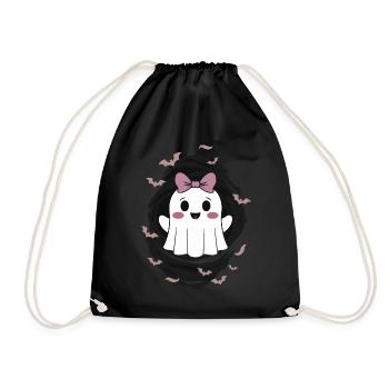 Fantôme mignon avec des chauves-souris - Sac de sport léger - noir - Devant